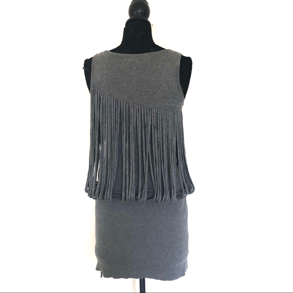 Gray Sleeveless Fringed Dress - Picture 3 of 5